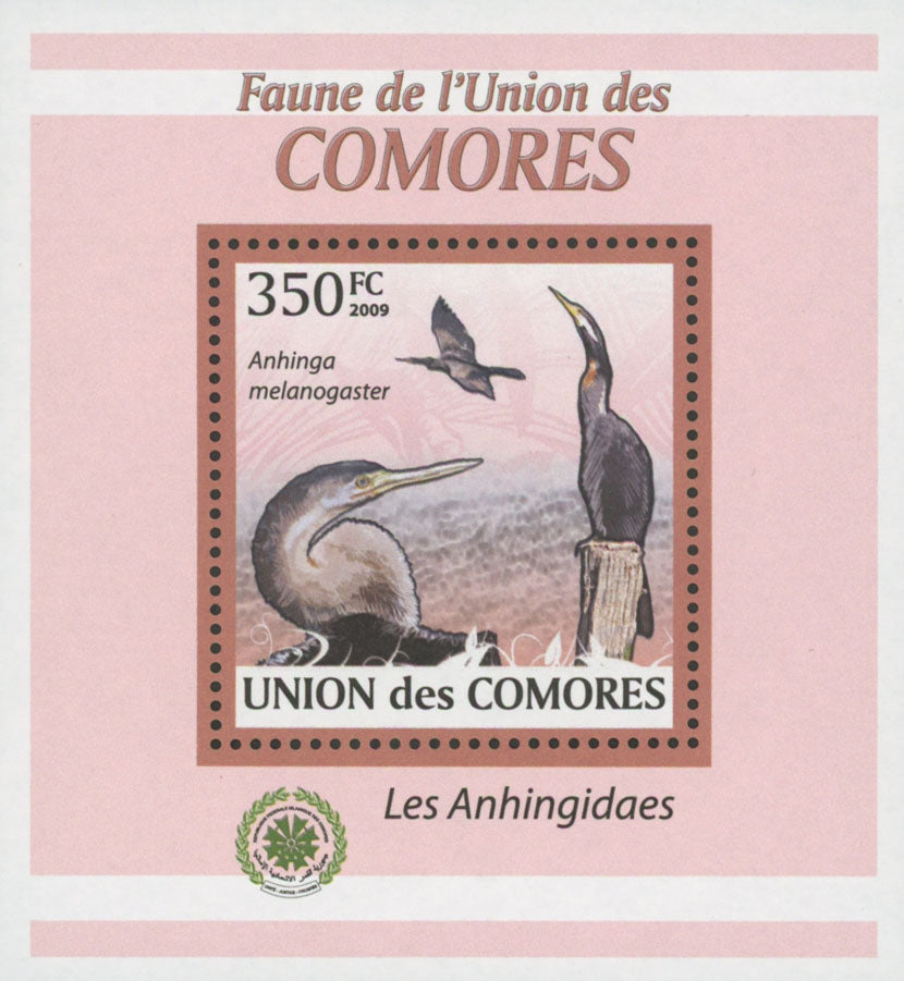Bird Stamp Darter Snakebirds Anhinga Melanogaster Mini Sov. Sheet MNH