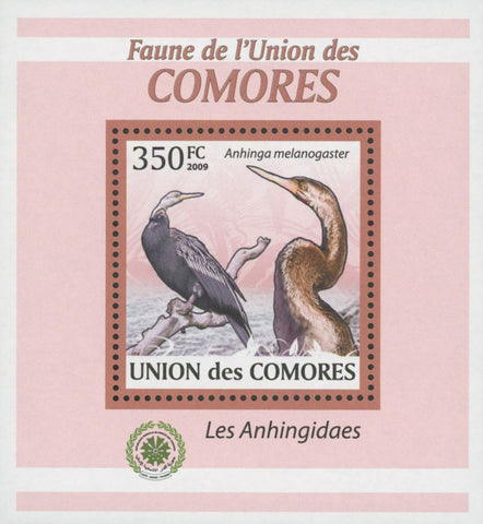 Bird Stamp Darter Birds Melanogaster Mini Sov. Sheet MNH
