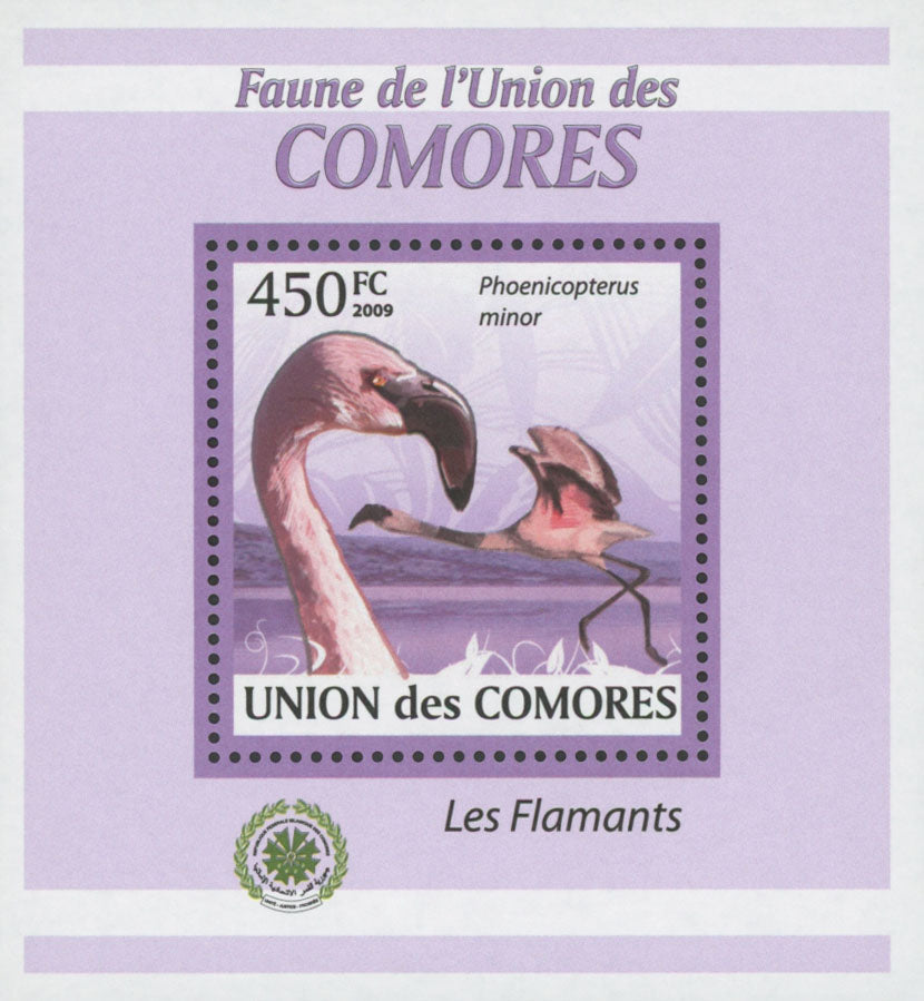 Flamingoes Stamp Bird Phoenicoreptus Minor Lake Fly Mini Sov. Sheet MNH