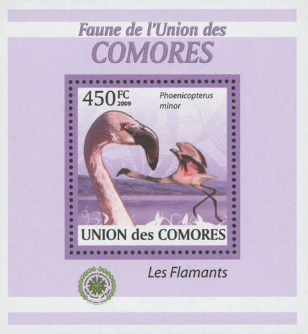 Flamingoes Stamp Bird Phoenicoreptus Minor Lake Fly Mini Sov. Sheet MNH