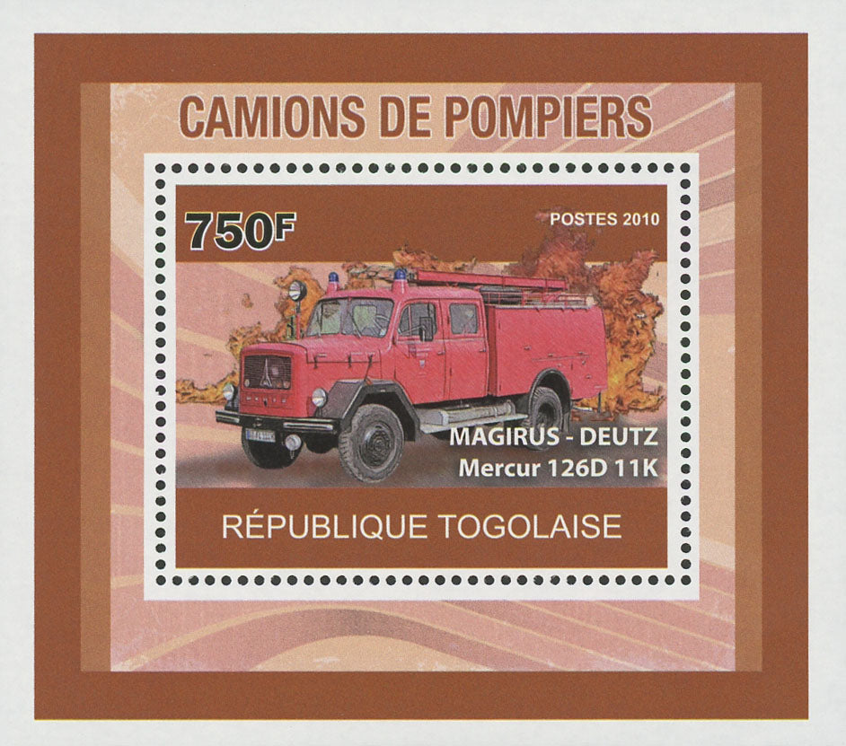 Firefighters Trucks Magirus-Deutz Mercur 126D Mini Sov. Sheet MNH