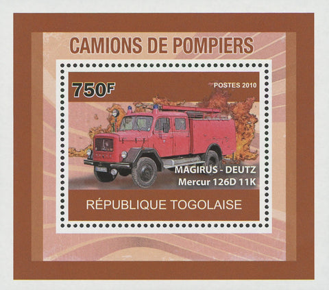 Firefighters Trucks Magirus-Deutz Mercur 126D Mini Sov. Sheet MNH