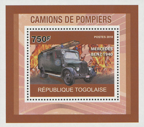 Firefighters Trucks Mercedes Benz Mini Sov. Sheet MNH