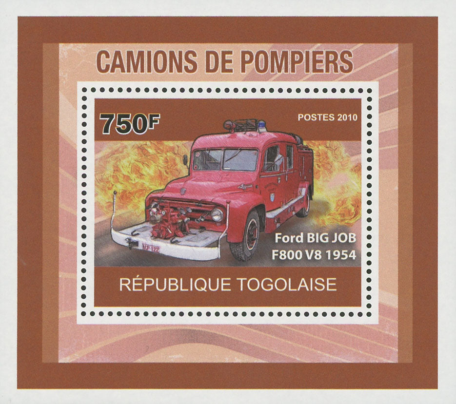 Firefighters Trucks Ford Big Job Mini Sov. Sheet MNH