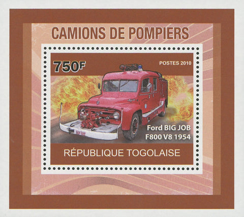 Firefighters Trucks Ford Big Job Mini Sov. Sheet MNH
