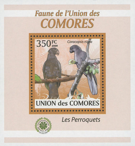 Parrot Bird Stamp Coracopsis Nigra Birds Mini Sov. Sheet MNH