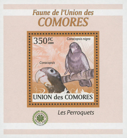 Parrots Coracopsis Birds Mini Sov. Sheet MNH