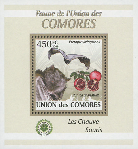 Bat Stamp Pteropus Liviagstonii Grenadine Mini Sov. Sheet MNH