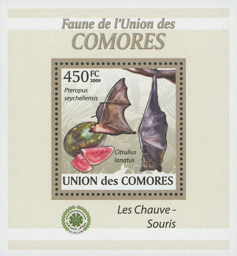 Bat Stamp Pteropus Seychellensis Watermelon Mini Sov. Sheet MNH