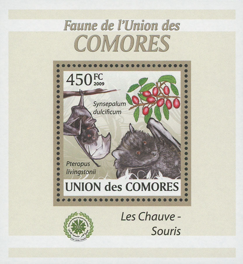 Bat Stamp Pteropus Livingstonii Synsepalum Dulsificum Mini Sov. Sheet MNH