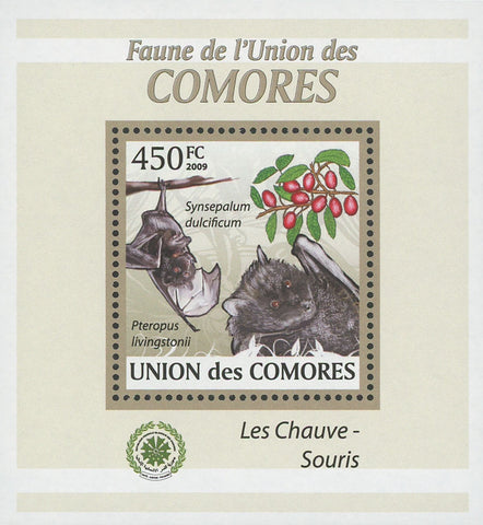 Bat Stamp Pteropus Livingstonii Synsepalum Dulsificum Mini Sov. Sheet MNH