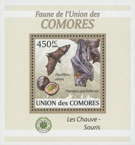 Bat Stamp Pteropus Seychellensis Passion Fruit Mini Sov. Sheet MNH