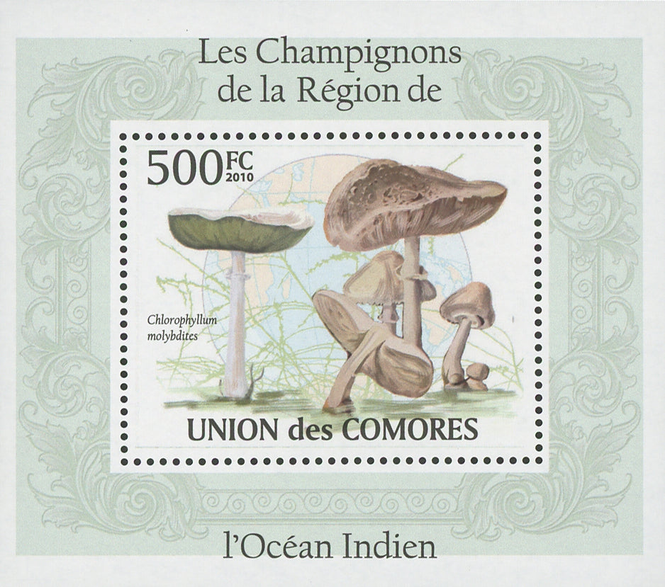 Indian Ocean Mushrooms Chlorophyllum Molybdites Mini Sov. Sheet MNH