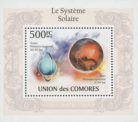 Solar System Uranus Mars Planets Mini Sov. Sheet MNH