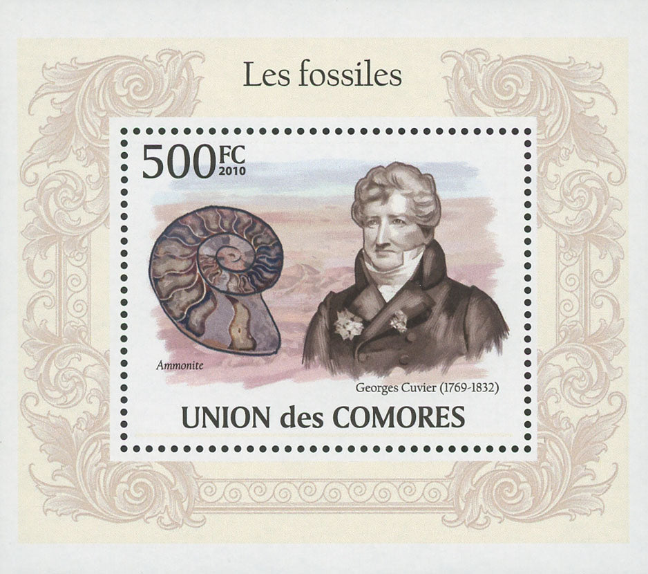 Fossils Ammonite Georges Cuvier Mini Sov. Sheet MNH