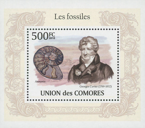Fossils Ammonite Georges Cuvier Mini Sov. Sheet MNH