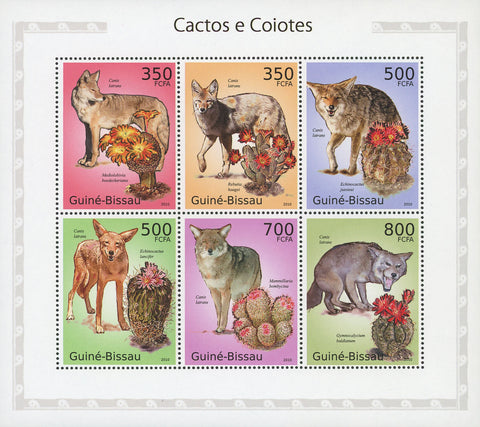 Cactus and Coyotes Souvenir Sheet of 6 Stamps Mint NH