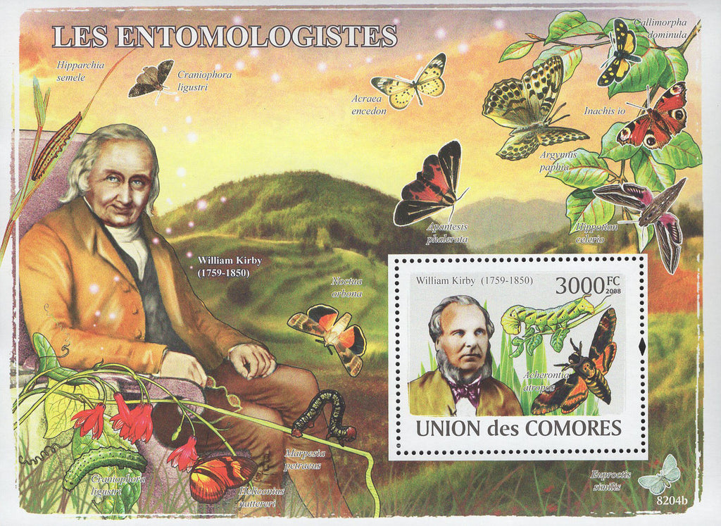 Entomologist Caterpillar Butterfly Souvenir Sheet Mint NH