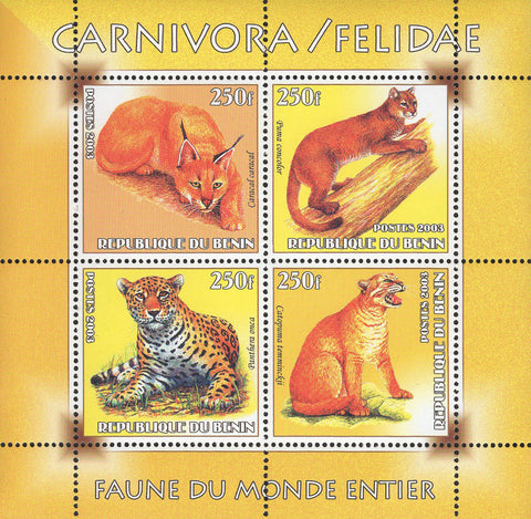Felidae Tiger Panther Wild Cat Souvenir Sheet of 4 Stamps Mint NH