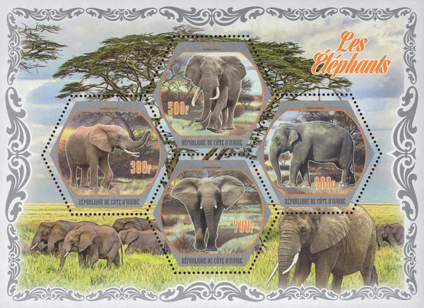 Elephants Wild Animals Trees Souvenir Sheet of 4 Stamps Mint NH ...