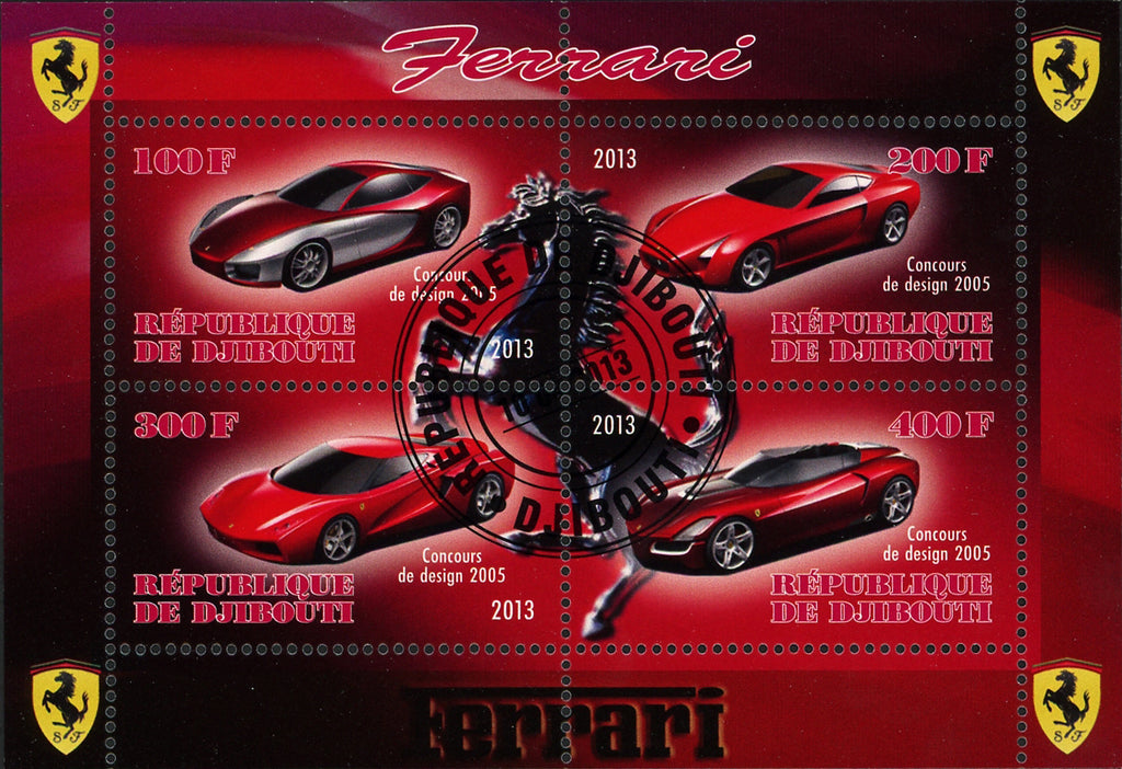 Ferrari Cars Transportation Competition Luxury Souvenir Sheet of 4 Stamps