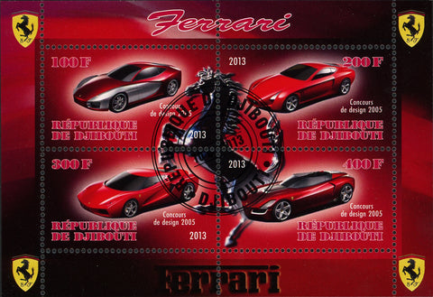 Ferrari Cars Transportation Competition Luxury Souvenir Sheet of 4 Stamps