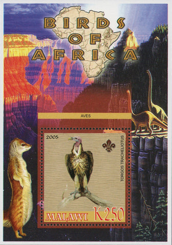 Malawi Birds of Africa Torgos Tracheliotus Dinosaur Souvenir Sheet Mint NH