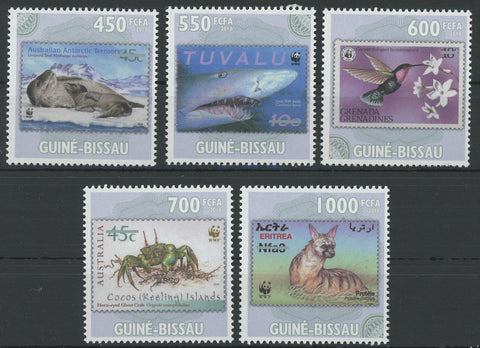 Stamp in Stamp Bird Crab Shark Serie Set of 5 Stamps Mint NH