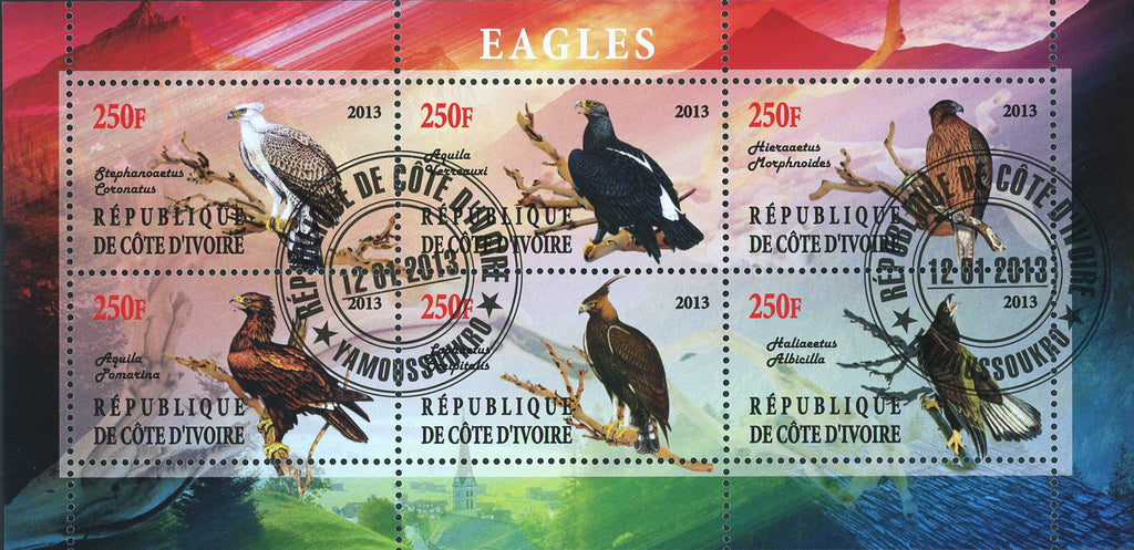 Cote D'Ivoire Fauna Flying Bird Souvenir Sheet of 6 Stamps