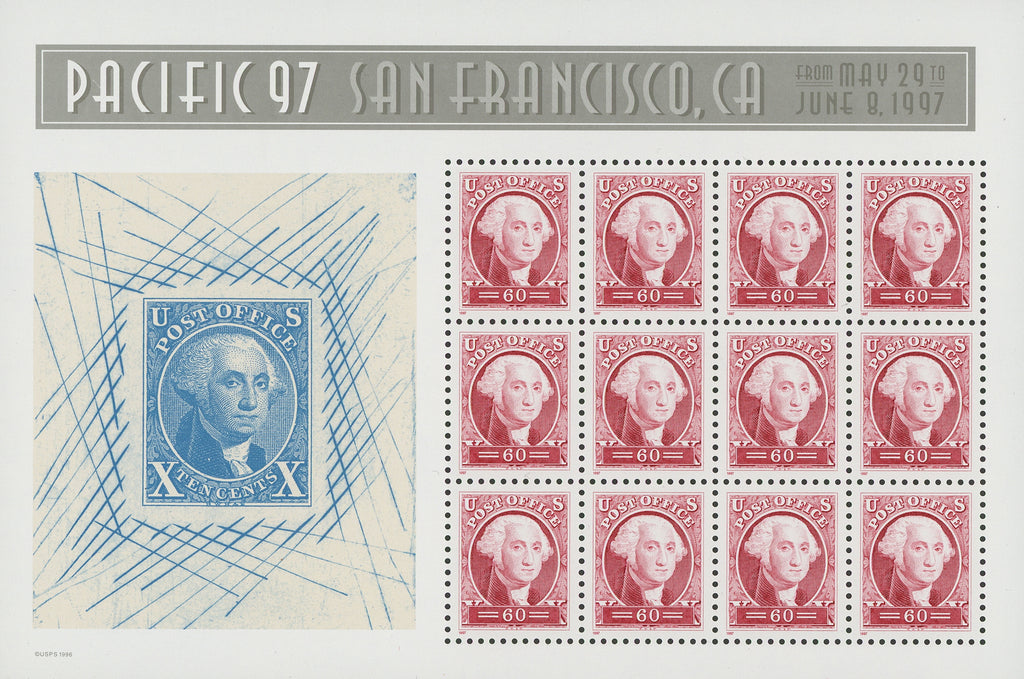 USA Pacific '97 George Washington Mint Sheet of 12 Stamps SC. #3139-40 Mint NH