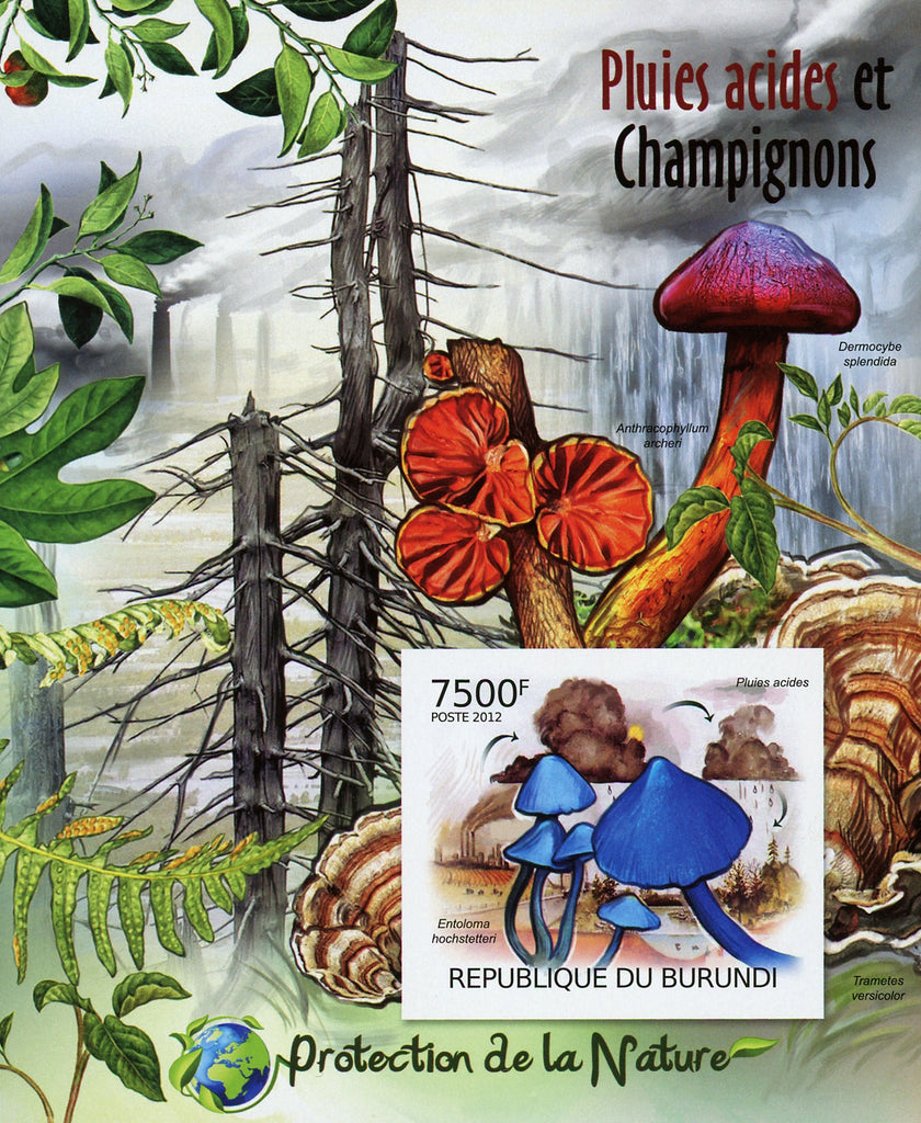 Acid Rain and Mushroom Fungi Tree Souvenir Sheet Mint N