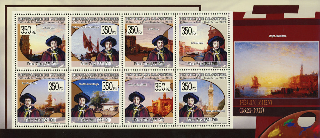 Felix Ziem Art Painter Paintings Souvenir Sheet of 8 Stamps Mint NH