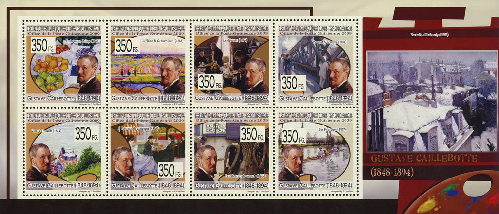 Gustave Caillebotte Art Painting Souvenir Sheet of 8 Stamps Mint NH