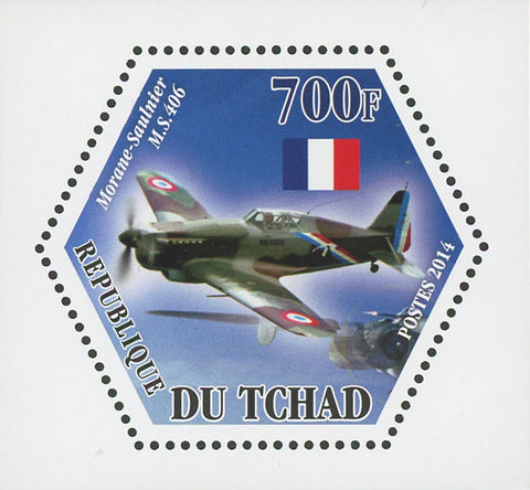 Airplane Morane-Saulnier M.S.406 Transportation Mini Souvenir Sheet Mint NH