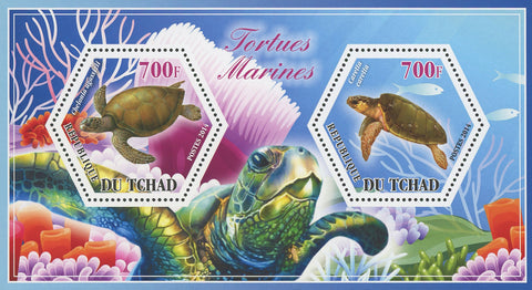 Turtle Marine Fauna Chelonia Caretta Souvenir Sheet of 2 Stamps Mint NH