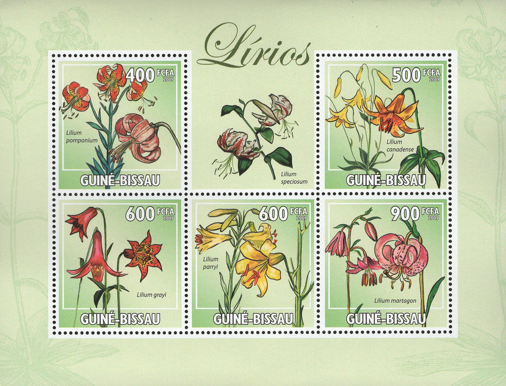 Lilies Flowers Souvenir Sheet of 5 Stamps Mint NH