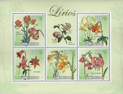 Lilies Flowers Souvenir Sheet of 5 Stamps Mint NH