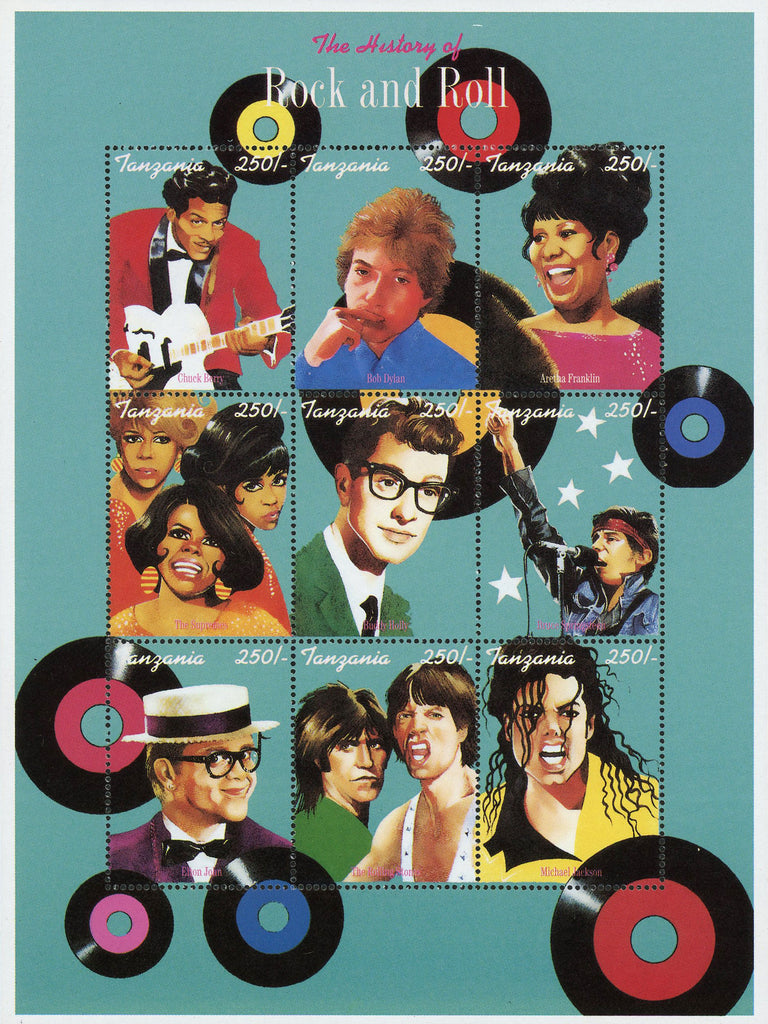The History of Rock and Roll Singers Music Sov. Sheet of 9 Stamps MNH