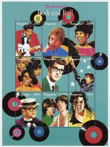 The History of Rock and Roll Singers Music Sov. Sheet of 9 Stamps MNH