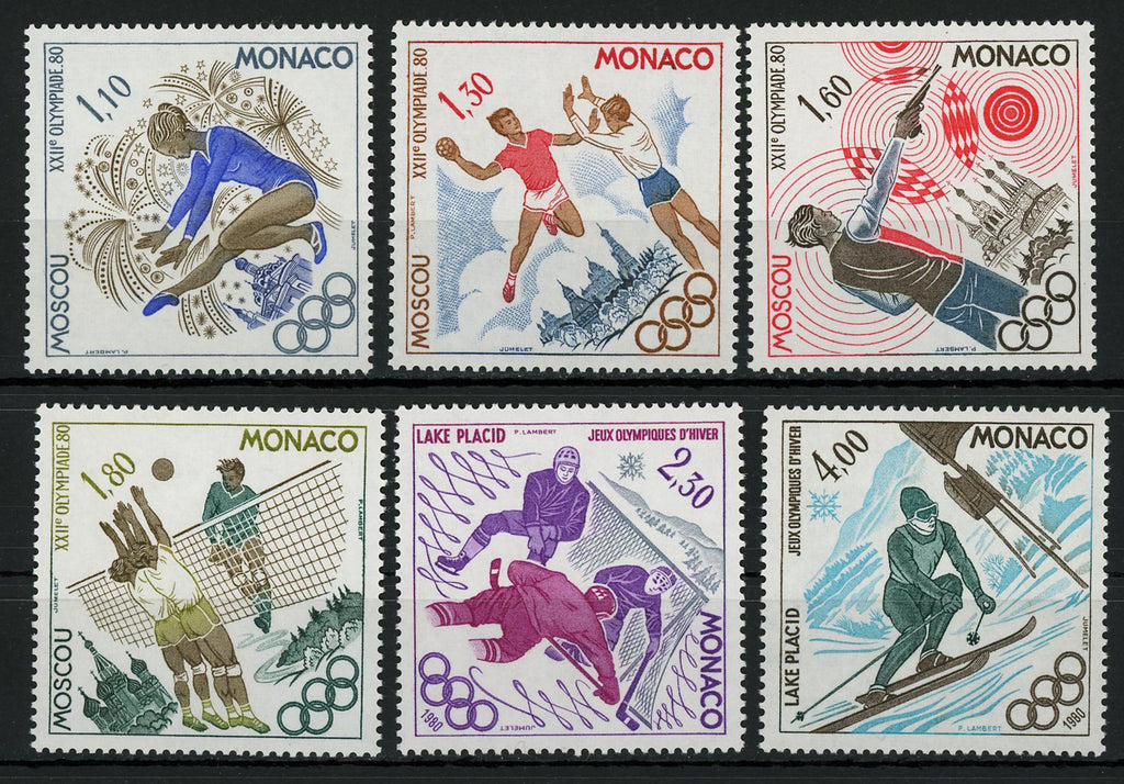 Monaco Olympic Games Sport '80 Serie Set of 6 Stamps Mint NH