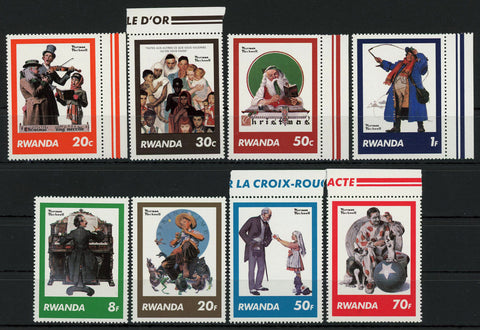 Norman Rockwell Christmas Art Music Serie Set of 8 Stamps Mint NH
