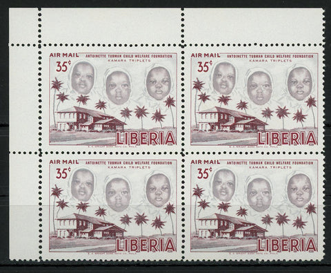 Antoinette Tubman Child Welfare Foundation Block of 4 Stamps MNH