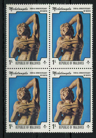 Michelangelo Sculptures Dying Slave Art Block of 4 Stamps MNH