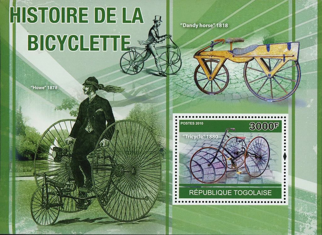 Bicycle Stamp History Dandy Horse Tricycle Howe Souvenir Sheet Mint NH