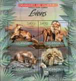 Lion Stamp Wild Animal Endangered Species Souvenir Sheet of 4 Mint NH