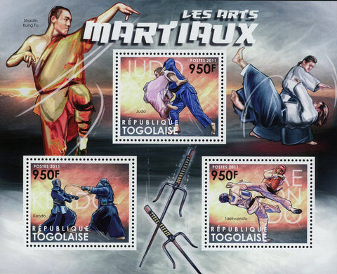 Martial Arts Stamp Kung Fu Judo Kendo Taekwondo Souvenir Sheet of 3 Mint NH