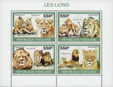 Lion Stamp Wild Animal Fauna Panthera Leo Souvenir Sheet of 4 Mint NH