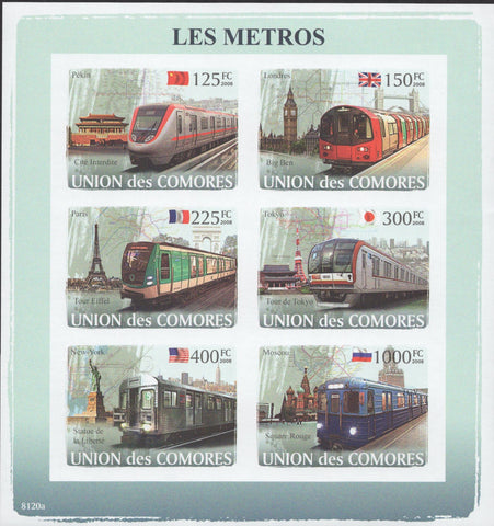 Famous Metros Pekin London Paris Tokyo New York Moscow Imperforated Souv