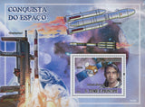 Space Conquer Astronaut Satellite Moon Souvenir Sheet MNH