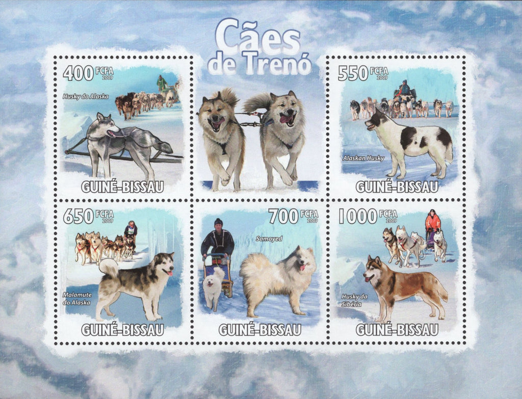 Sled Dogs Snow Husky Samoyed Souvenir Sheet Mint NH